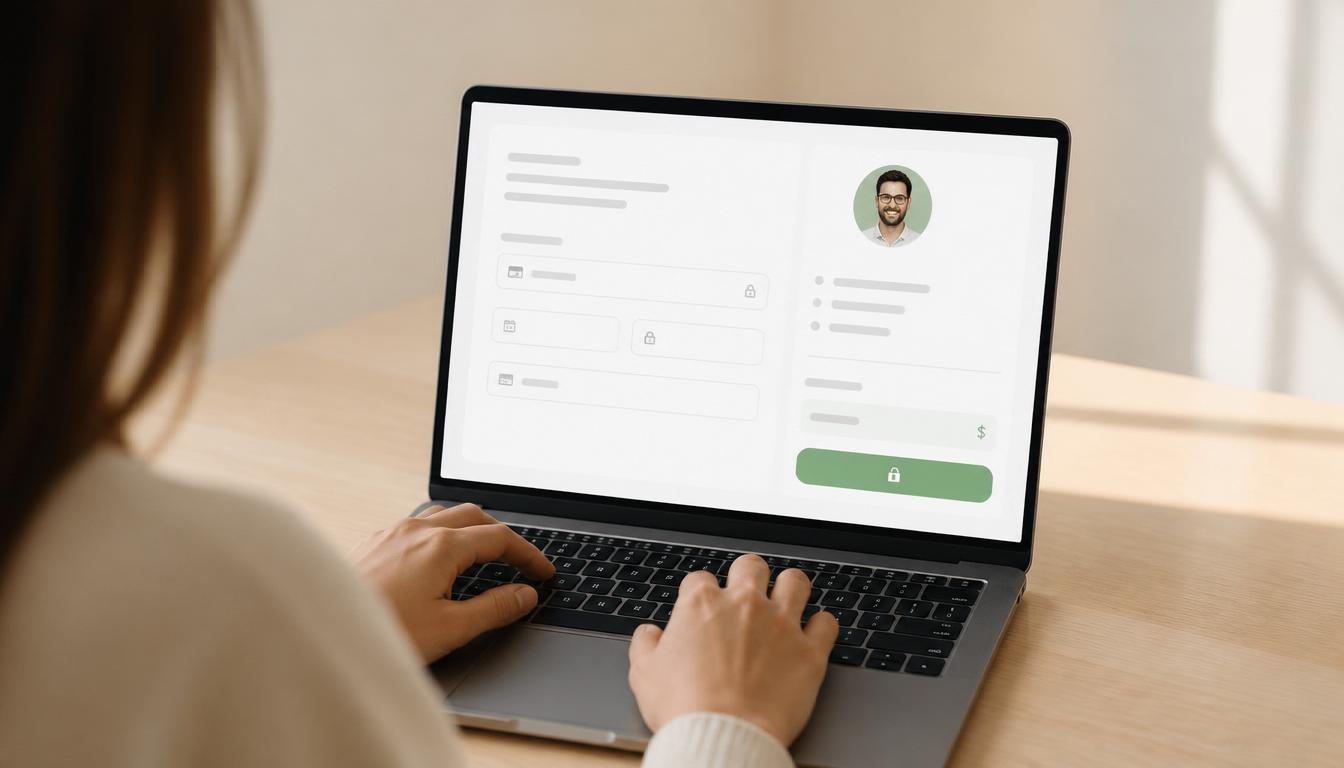 Man creating his Botmain.ai account on a laptop